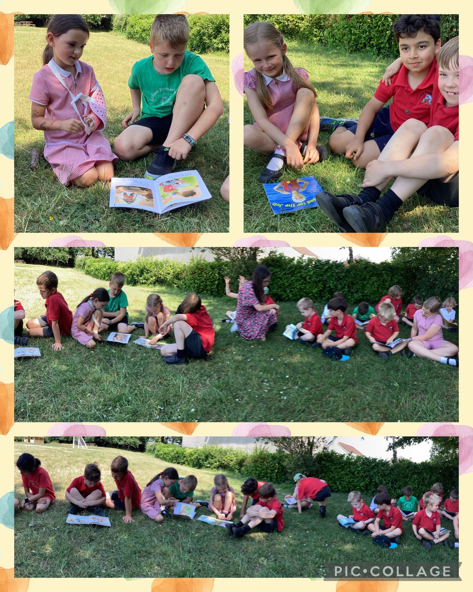 Llysfaen2025's tweet image. #4RJ &amp;amp; #1CS enjoyed getting to know their new reading partners in the cool shade in the afternoon. #LLC