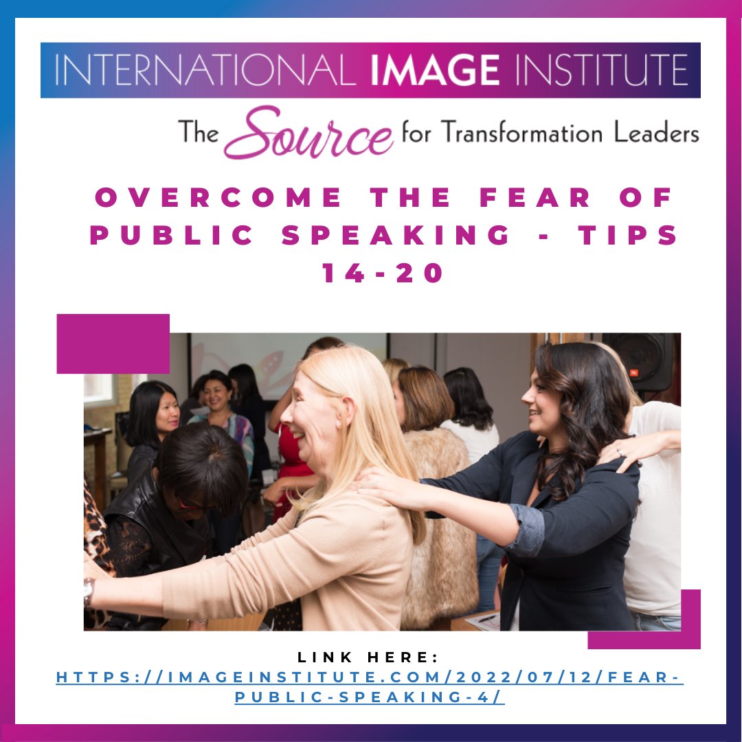 Overcome the Fear of Public Speaking

imageinstitute.com/2022/07/12/fea… 

#karenbrunger #imageinstitute
#internationalimageinstitute #professionaldevelopment
#transformation #transformationsource
#personaldevelopment #imageconsultant #articles #blog
#imagesource #imageconsultantexpert