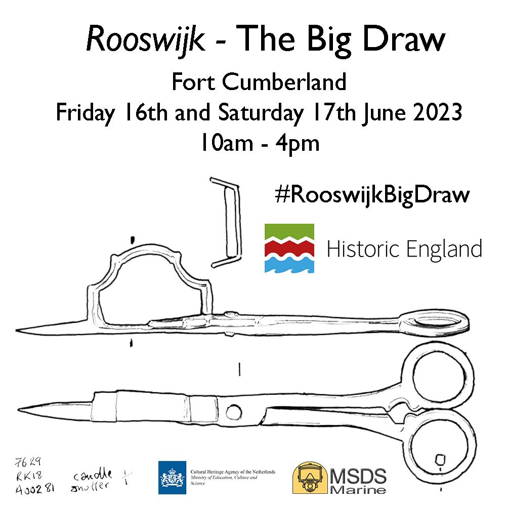 We are getting excited about our Rooswijk Big Draw that has been organised by Historic England and starts tomorrow! 

The team and a group of volunteers are getting ready to illustrate many of the Rooswijk finds that have been conserved at Fort Cumberland. #RooswijkBigDraw