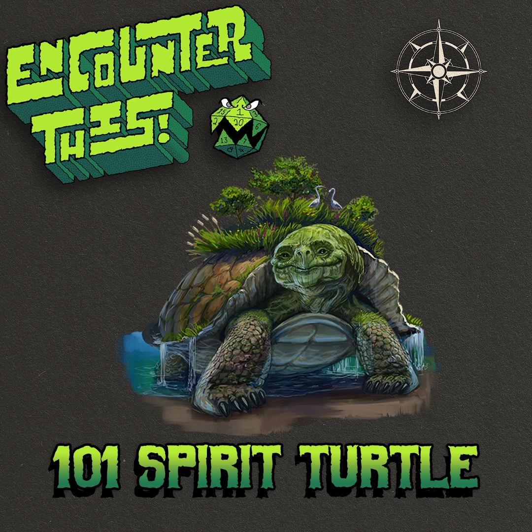 EncounterPod's tweet photo. Hey Creatures, it’s new episode day! Log into your favourite podcast app for Encounter This! Episode 101: Spirit Turtles.

This week James takes his first true deep dive into a Pathfinder 2e creature. We start off our new existence in 2e with the Spirit Turtle!

#EncounterThis https://t.co/SikAPi6Ahl
