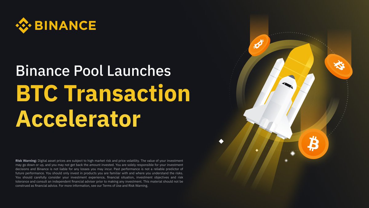 #Binance Pool launches the #BTC Transaction Accelerator!

Through this new feature, you can speed up any on-chain transaction on the #Bitcoin network, regardless of any potential network congestion issues 🤝

Find out more ➡️ pool.binance.com/en/acceleratio…