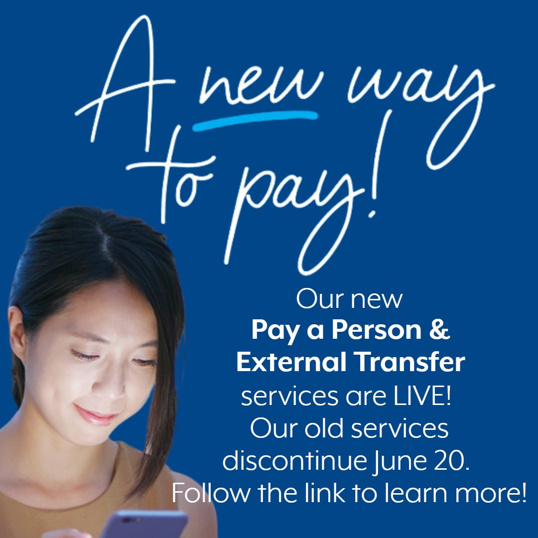 MinncoCU's tweet photo. Our new Pay a Person (P2P) and External Transfer (A2A) services are LIVE! Our old services discontinue June 20. Follow the link to learn more!
https://t.co/cLkHWfibCH https://t.co/B9AE1cR8lF
