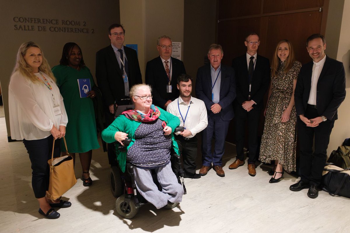 @Mary_C_Keogh with members of Irelands Disability Matters Committee, Irish Ambassador to the UN and representatives from the Department of Children, Equality, Disability, Integration and Youth

@Irish_Aid @catherinemcarty @CBM_Global @irishmissionun @dcediy @DisabilityFed #COSP16