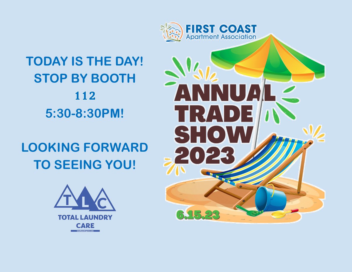 Today is the day! 

#firstcoastapartmentassociation #totallaundrycare #multifamilylaundry #tradeshow