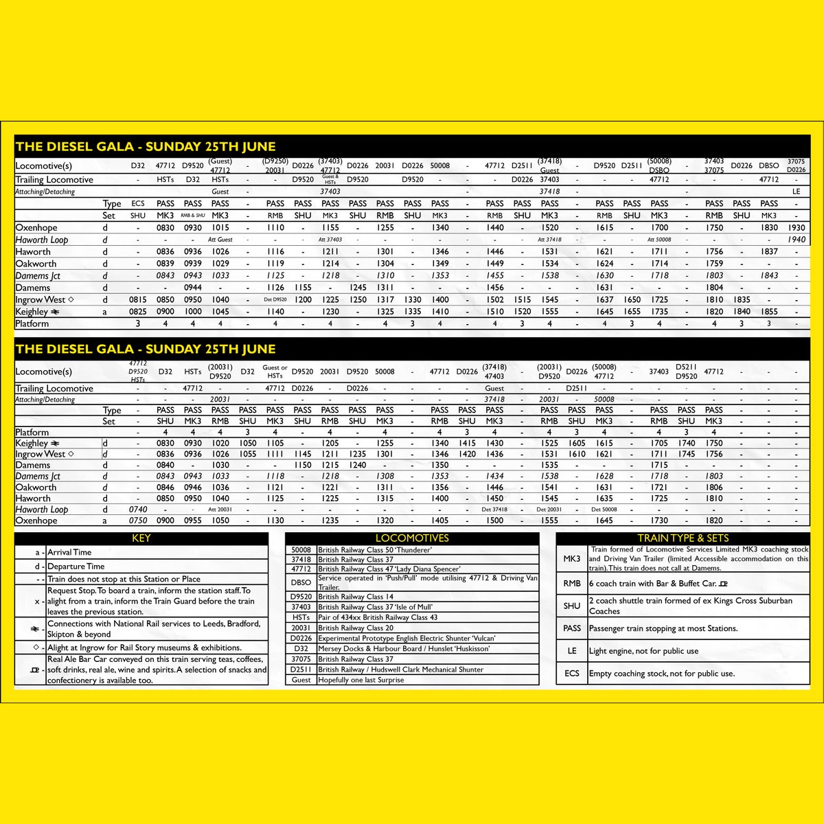 Just over a week away, and the working timetables are here. There is still a chance to book a ticket online in advance and enjoy 10% off a ticket

Download the timetables PDF; don't forget you'll get a printed copy on the day when you collect your ticket!

kwvr.co.uk/events/dieselg…