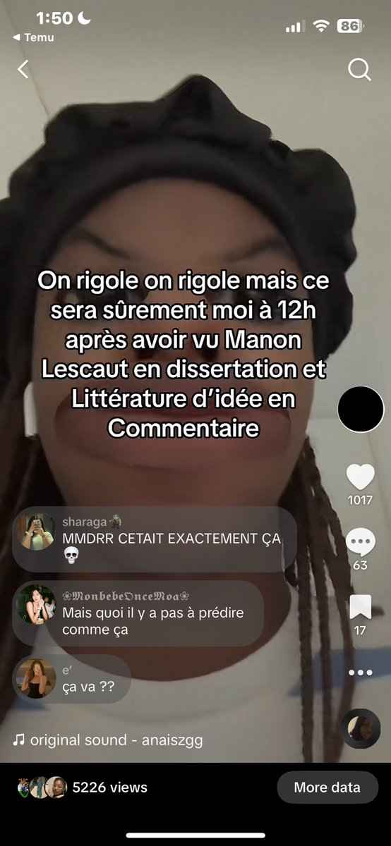 J’ai quand même réussie à prédire le sujet et à flop c’est une dinguerie comment j’ai pas de chance wsh, j’avais tout réviser sauf le roman pour la dissertation et la littérature d’idée pour le commentaire  #bacdefrancais