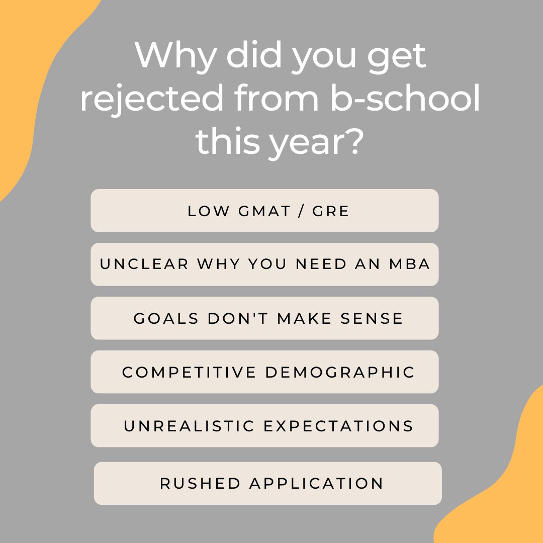 We know the feeling of getting dinged this year, but guess what? It's not the end of the world, it's just a plot twist in your MBA journey! We'll analyze what went wrong and create a winning strategy for your reapplication. The consultation is on us! 

admissionado.com/blog/mba/rejec…