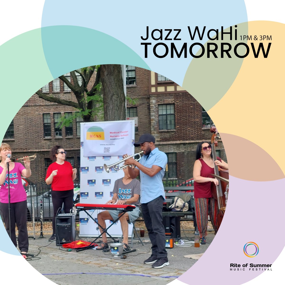 Join us on Governor’s Island tomorrow at 1 and 3PM for performances you don’t want to miss! You’ll hear original music from all six members of #JazzWahi:

🎹 Mark Kross
🎺 Julie Maniscalco
🎷 Berta Moreno
🎵 Michael Rörby
🎸 Eddy Khaimovich 
🥁 Joseph Chidiebere Emmanuel