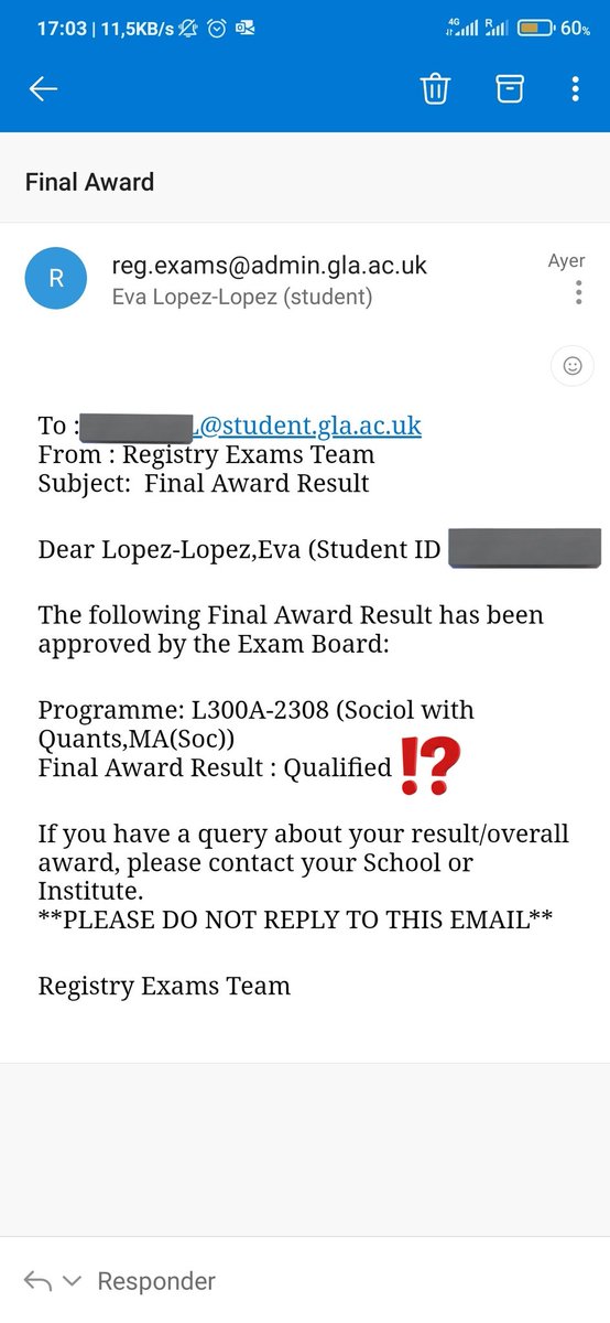 imagine my surprise on Tuesday when I opened my email and all my final award said was 'Qualified'.  this is not enough.

so many scholarships, acceptance into further education and job offers hinder on the degree qualification which is incomplete for so many UofG students.