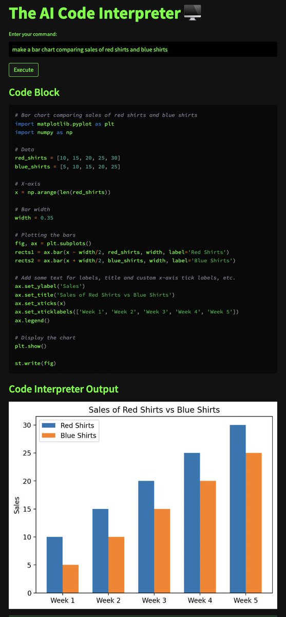 itsandrewgao's tweet image. when openai is taking too long to give you access to #CodeInterpreter so you make your own.