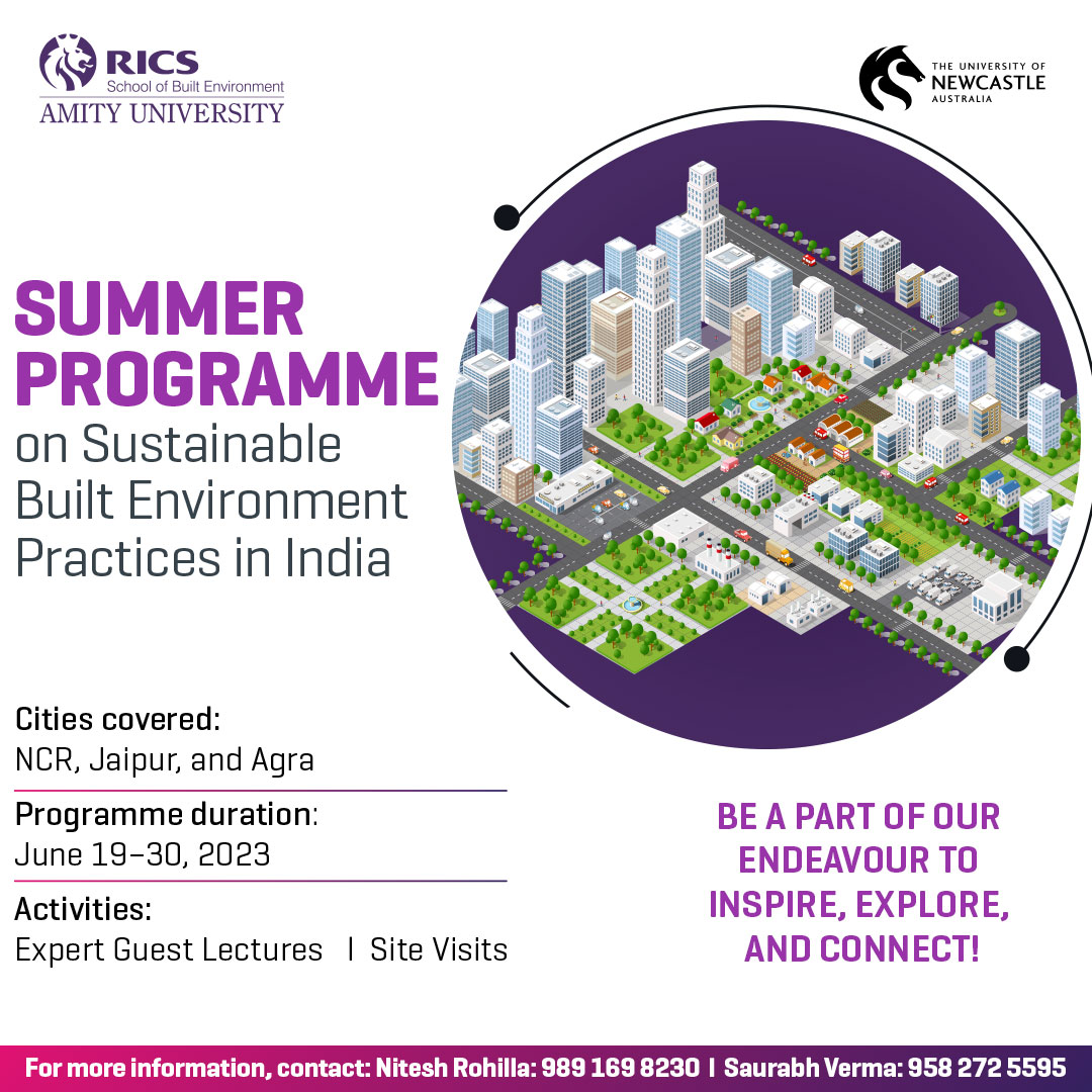 We are excited to announce that our summer programme on sustainable built environment practices in India starts on June 19, 2023.

#SummerProgramme #SustainableBuiltEnvironment #India #NCR #Jaipur #Agra #Education #LearningOpportunity #Inspire #Explore #Connect