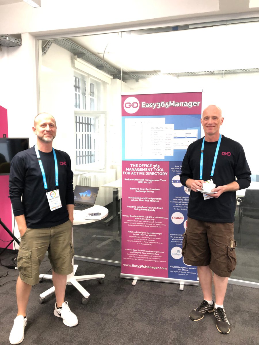 aMSBerlinConf's tweet photo. Thank you, @Easy365Manager, for sponsoring the aMS Berlin 2023 conference. 

Test Easy365Manager, when you are in the process of removing your last Exchange Server.

https://t.co/gEDveGeGCN
#aMSBerlinConf https://t.co/BzPzUtDcj9
