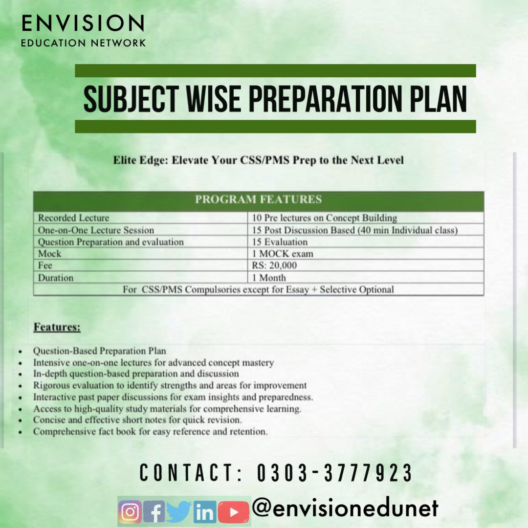 Subject Wise Preparation Plan! 🚀📚Registrations open! 📢

#css #pms #css2024preparation #special_css #cssforum #pakaffairs #currentaffairs #islamiyet #politicalscience #internationalrelations #constitutionallaw #criminology #sociology #genderstudies #ushistory