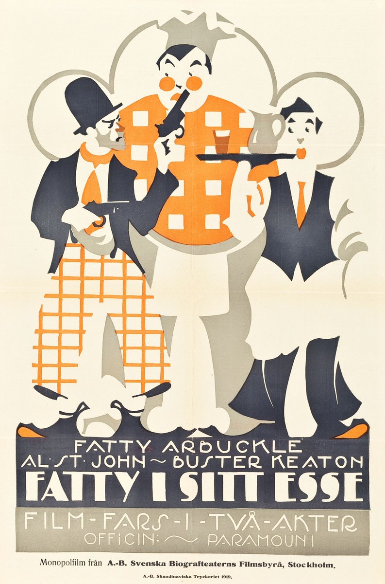 Lovely! A Swedish poster for #TheCook 1919
#RoscoeArbuckle
#BusterKeaton
#AlStJohn