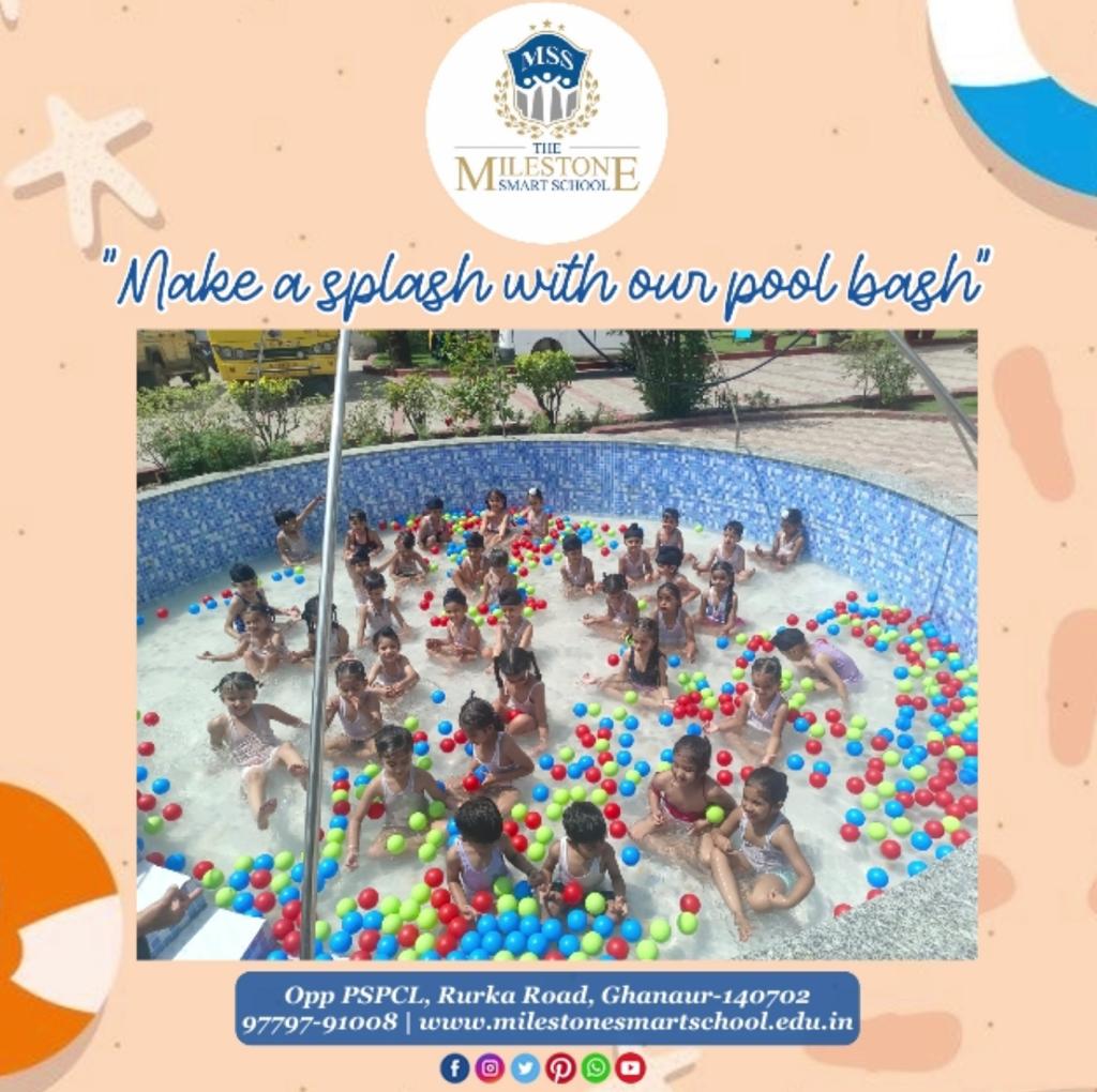 MilestoneGhana4's tweet image. “ Time is a pool to swim and dream and create in.” 
Nothing can be more refreshing than playing with cold water splashes along with the mates in this scorching heat. 
#Summer #SplashPool #WaterActivity
#BestSchoolNearMe #TheMilestoneSmartSchool #MSS #Ghanaur #Patiala #Punjab