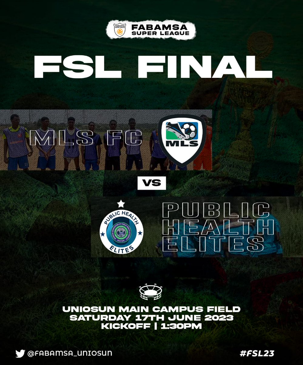 FABAMSA_UNIOSUN's tweet photo. The moment you have all been waiting for🔥
It is the GRAND FINALE‼️
The MLS FC that seemed to be the underdogs against ASSON FC have found their way into the finals, nice and easy!😎✅... https://t.co/f0cXnh5rO7