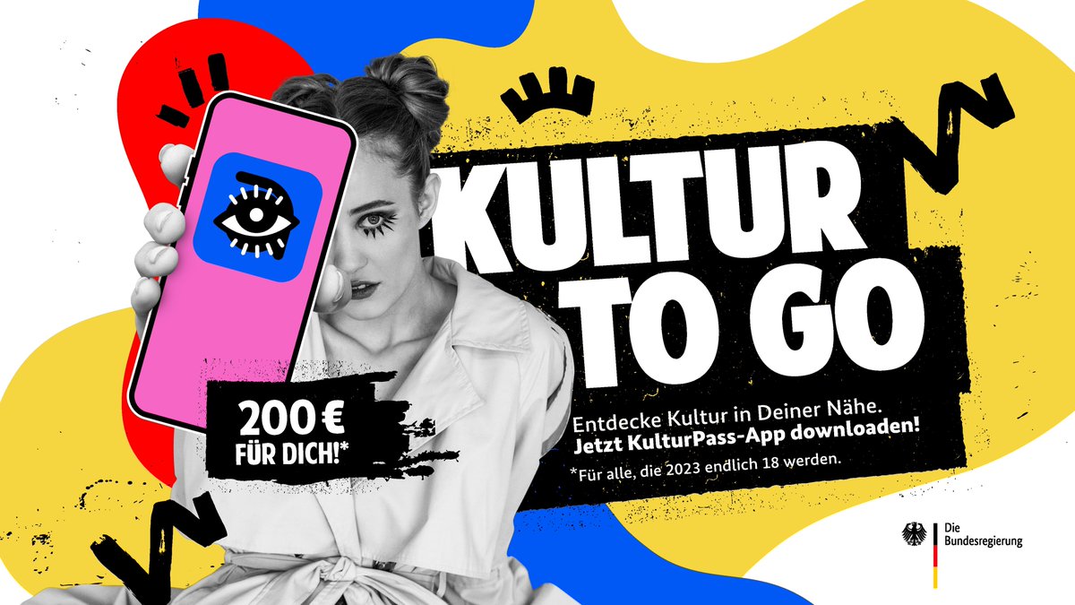 Theater, Konzerte & Museen 🎭 Der #KulturPass bietet allen, die in diesem Jahr ihren 18. Geburtstag feiern, ab heute ein 200-Euro-Budget für kulturelle Angebote in Hamburg & ganz Deutschland. Schnell anmelden und in der App registrieren. Alle Infos unter: kulturpass.de/jugendliche