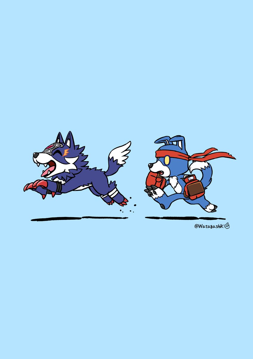 「The run #デジモン #Digimon #ルガモン #ガオモン」|ワタガシKのイラスト