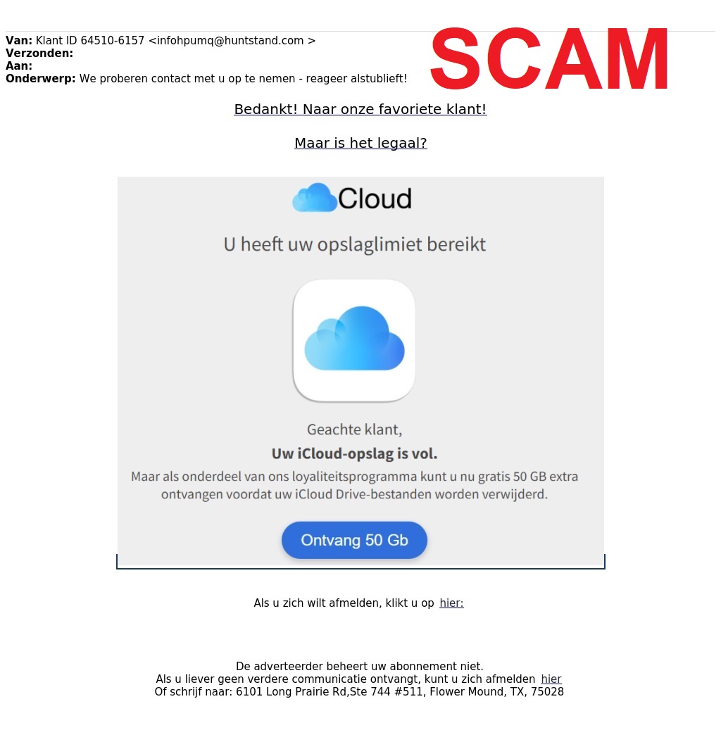 🚨 "Uw iCloud-opslag is vol." Klinkt dit bekend? Kijk dan uit. Een nieuw phishingbericht dat van iCloud lijkt te komen, doet de ronde.

🧐 safeonweb.be/nl/actueel/nie…