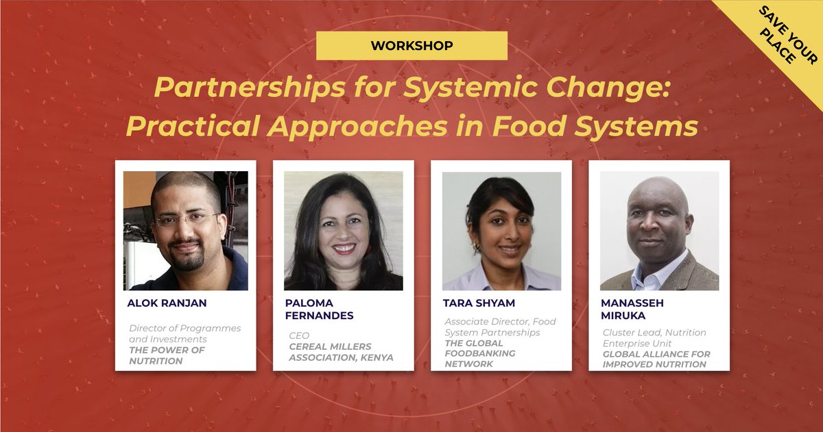 📢We'll be hosting 
@dralokiranjan- @FundNutrition 
Paloma Fernandes-@CerealMillers
Tara Shyam - @foodbanking 
Manasseh Miruka - @GAINalliance 
at our #BFP_Global workshop on #partnerships for systemic change.    
🕒 June 22, 9am EST/2pm BST   🔗snipbfp.org/GlobalSummitsP…
🎟️G23GAIN