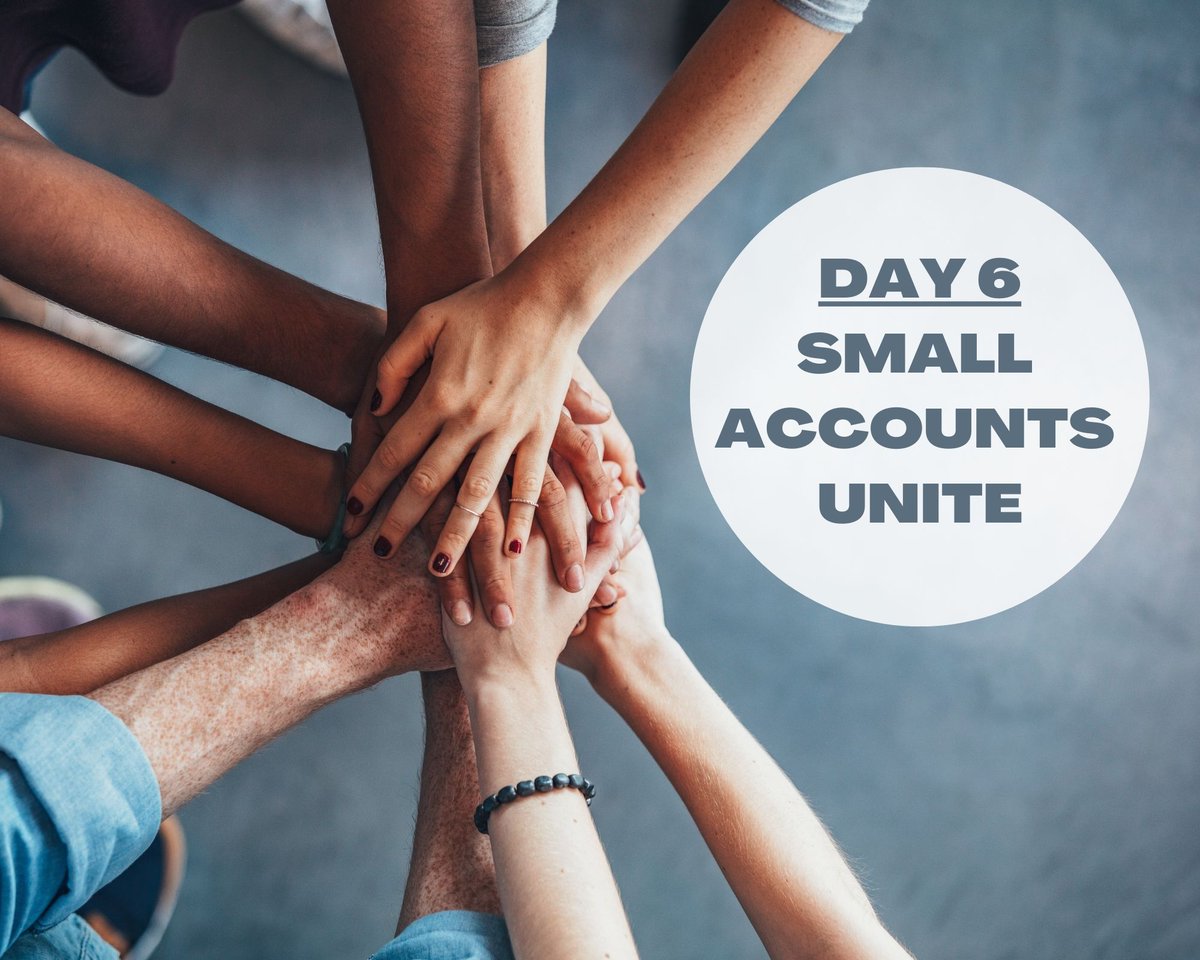GM SMALL ACCOUNT HOLDERS! 🌞

DAY 6

NO ACCOUNT SHOULD HAVE LESS THAN 5K FOLLOWERS 🫂

LET'S UNITE & FORM THE LARGEST NETWORK EVER.

1. DROP AN EMOJI BELOW 📈
2. FOLLOW ALL WHO LIKES IT 👍
3. RETWEET♻️& WATCH YOUR FOLLOWERS MULTIPLY BEFORE YOUR EYES!