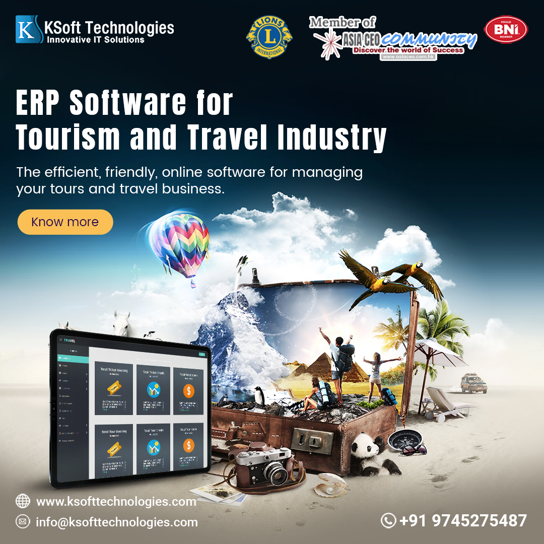 The efficient, friendly, online software for managing your tours and travel business.

#erp #software #business #erpsoftware #management #travel #KsoftWebsiteMovement #LetsGrowBusinessWithKsoft