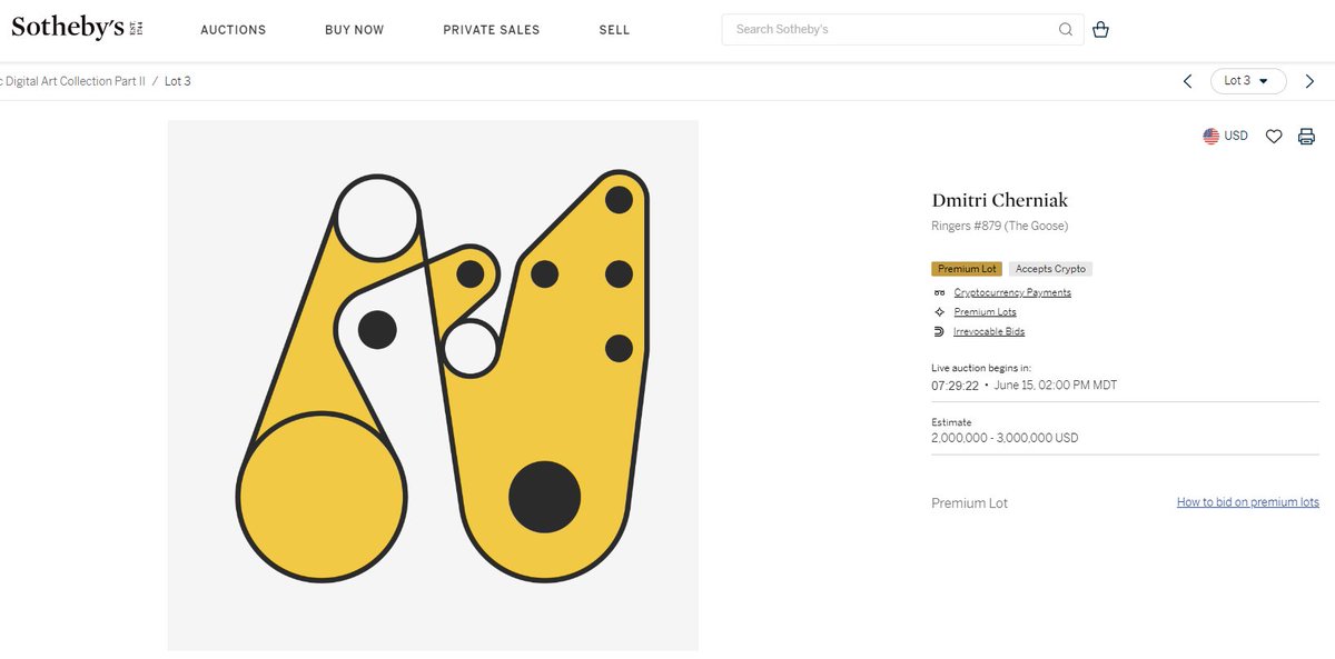 The Goose is loose

A big day for digital art as <a href="/dmitricherniak/">Dmitri Cherniak</a>'s Ringers #879 (The Goose) goes up for auction

All major NFT collectors will have an eye on this one. With an estimate of $2-3 million, what do you think the winning bid will be?