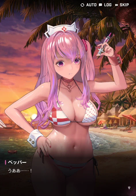 ニケのピンク髪……