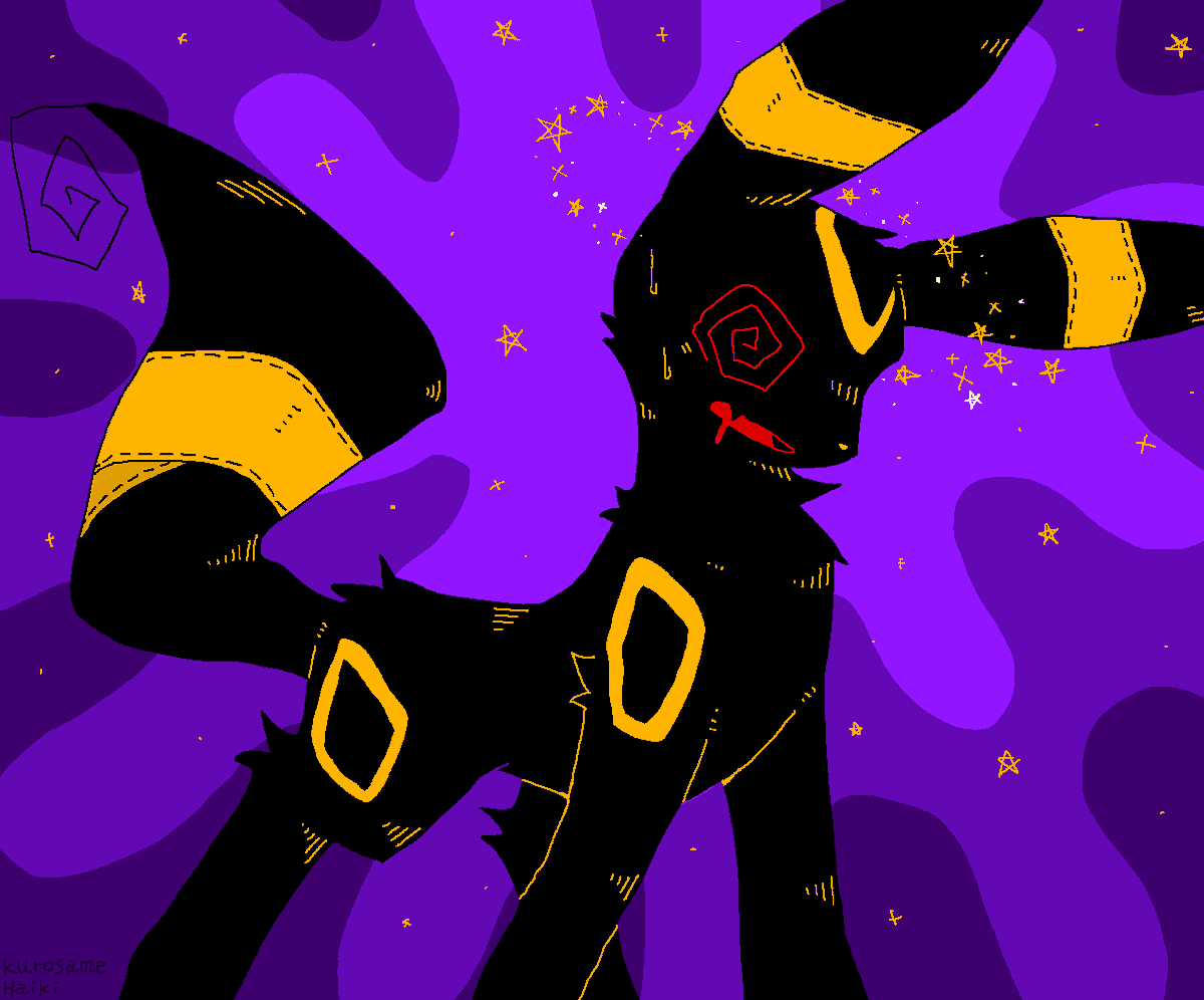 umbreon no humans pokemon (creature) solo purple background open mouth star (sky) @ @  illustration images