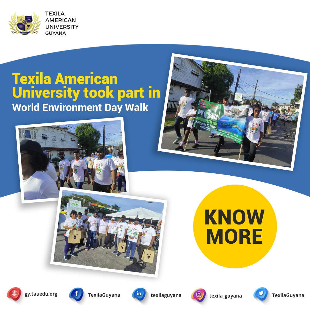 Texila American University took part in World Environment Day Walk.

Know More: gy.tauedu.org/blog/world-env…

#Texila #TexilaAmericanUniversity #Guyana #WorldEnvironmentDay #WorldEnvironmentDayWalk2023 #WorldEnvironmentDayWalk