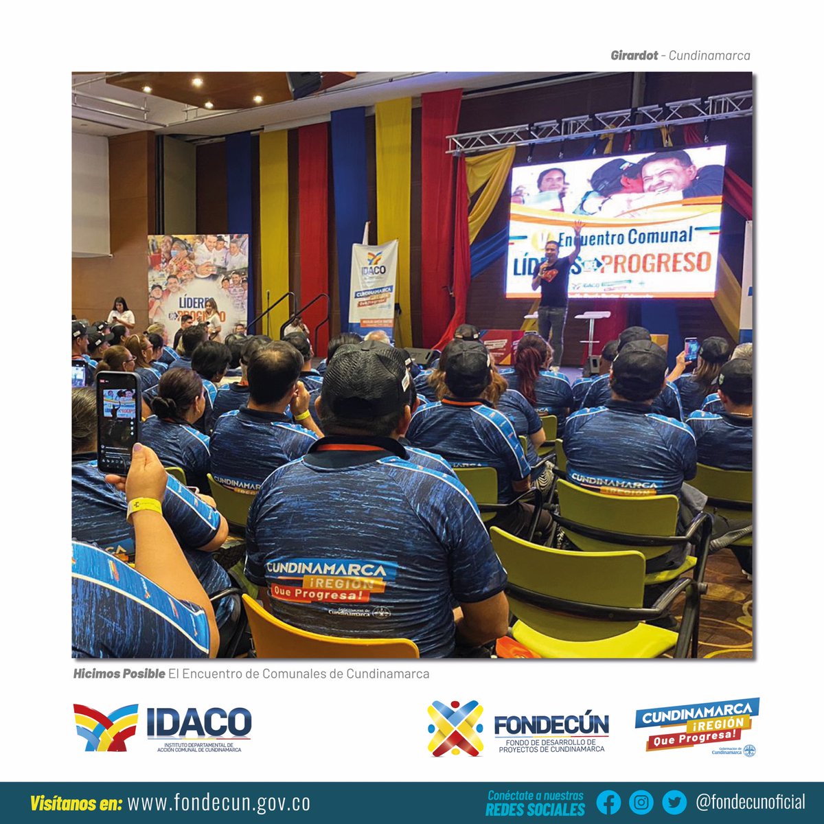 fondecunoficial's tweet photo. Fondecún estuvo presente en el “V Encuentro Comunal Del Departamento De #Cundinamarca" liderado por el @Idaco_Cundi que se llevó a cabo en el municipio de Girardot.
Fondecún gerencia con sentido comunal gracias a la confianza de la @CundinamarcaGob y el #IDACO. https://t.co/f76p55Z95n