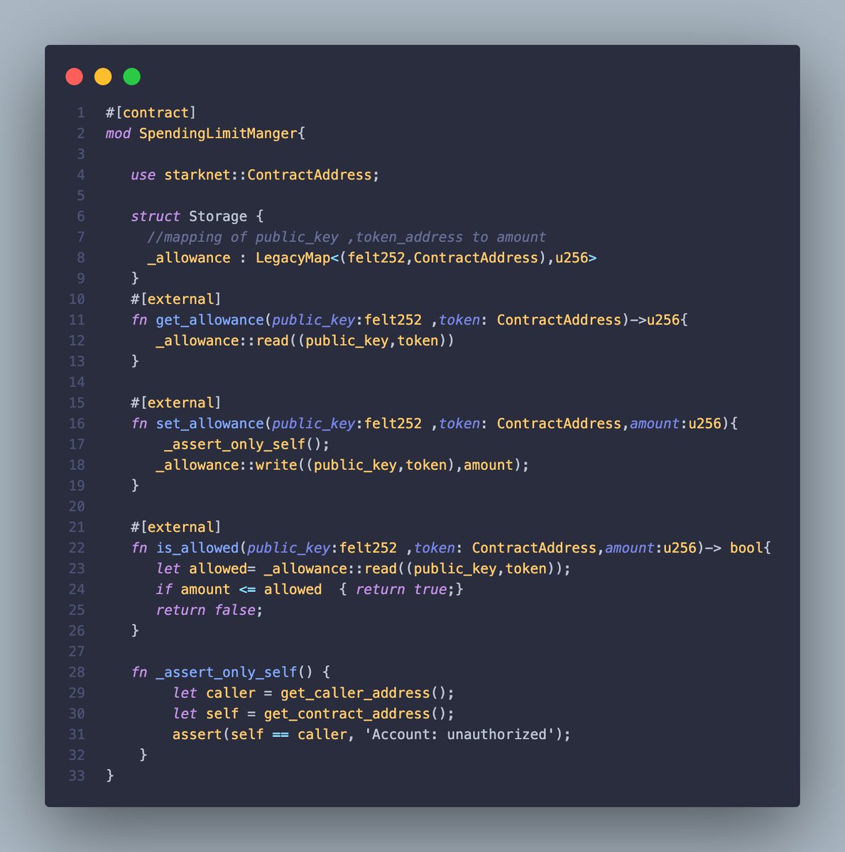 osasenehizy's tweet photo. Tried to make my implementation of the spending limit contract simpler #cairo1 https://t.co/cnexnkzD0g