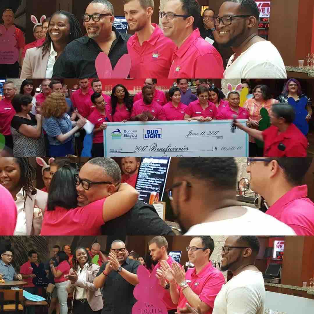 TruthProjectHTX's tweet photo. #tbt Thank you Bunnies on the Bayou for recognizing The T.R.U.T.H. Project as one of your 2017 benefiting agencies. On this day at the presentation we were awarded $6000 to go towards organization programming! A beautiful day of giving indeed!
#botb2017 #truthprojecthtx #upward https://t.co/7eZfb3KCJY