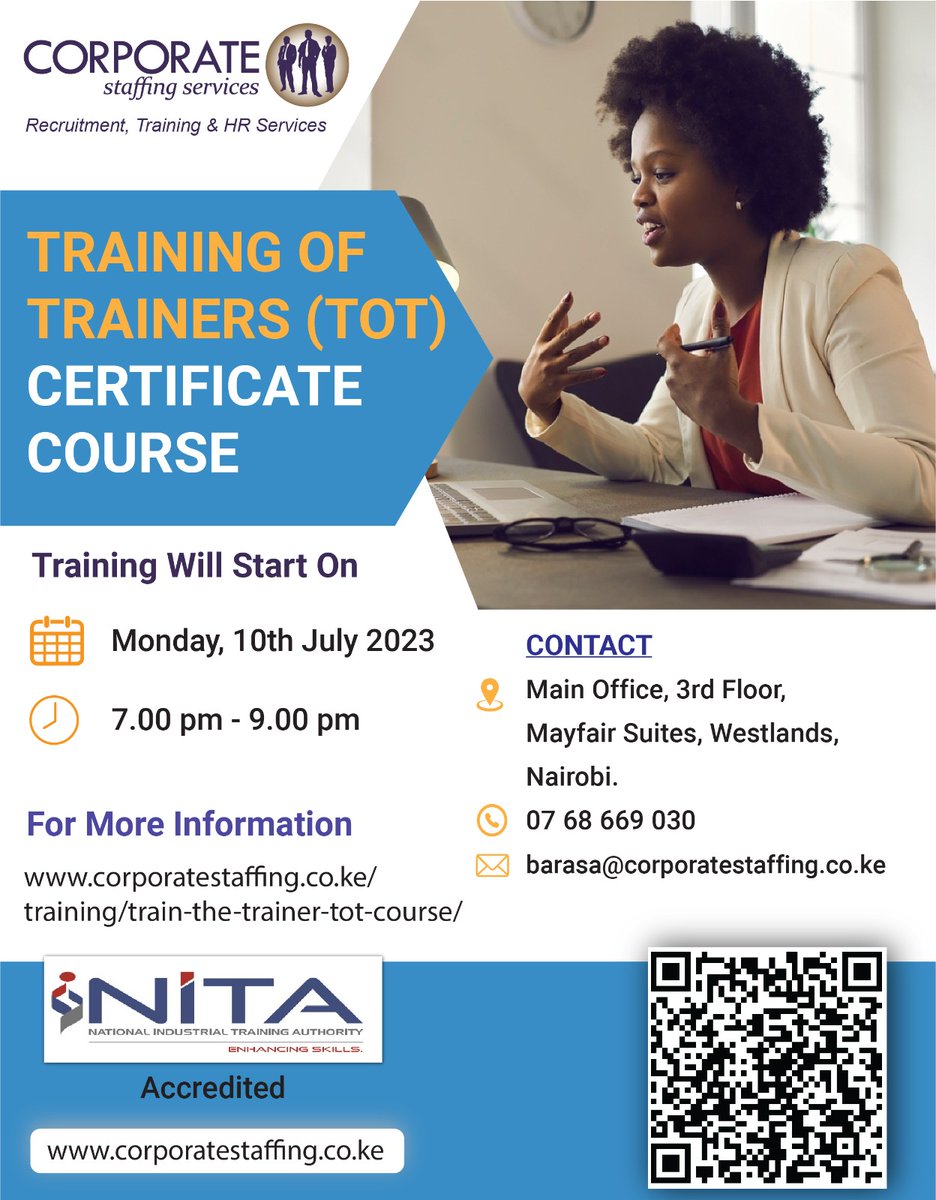KenyaRecruiters's tweet image. Did you know that one of the ways to standing out as trainer is developing the necessary skills?

With that in mind, sign up for the upcoming Training of Trainers Course! 

corporatestaffing.co.ke/training/train…

#totcourse #trainerdevelopment #onlinetraining