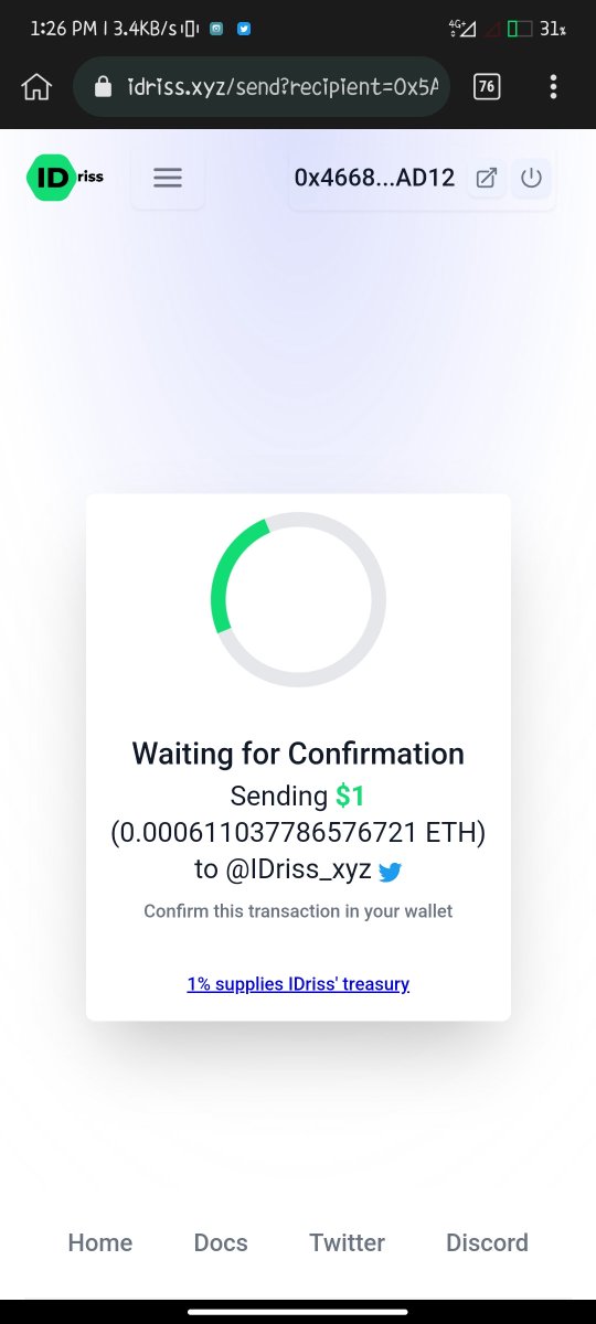 <a href="/IDriss_xyz/">IDRISS</a> Have been stock on this place for over 45 minutes now. Even have Confirmed the transaction on my metamask