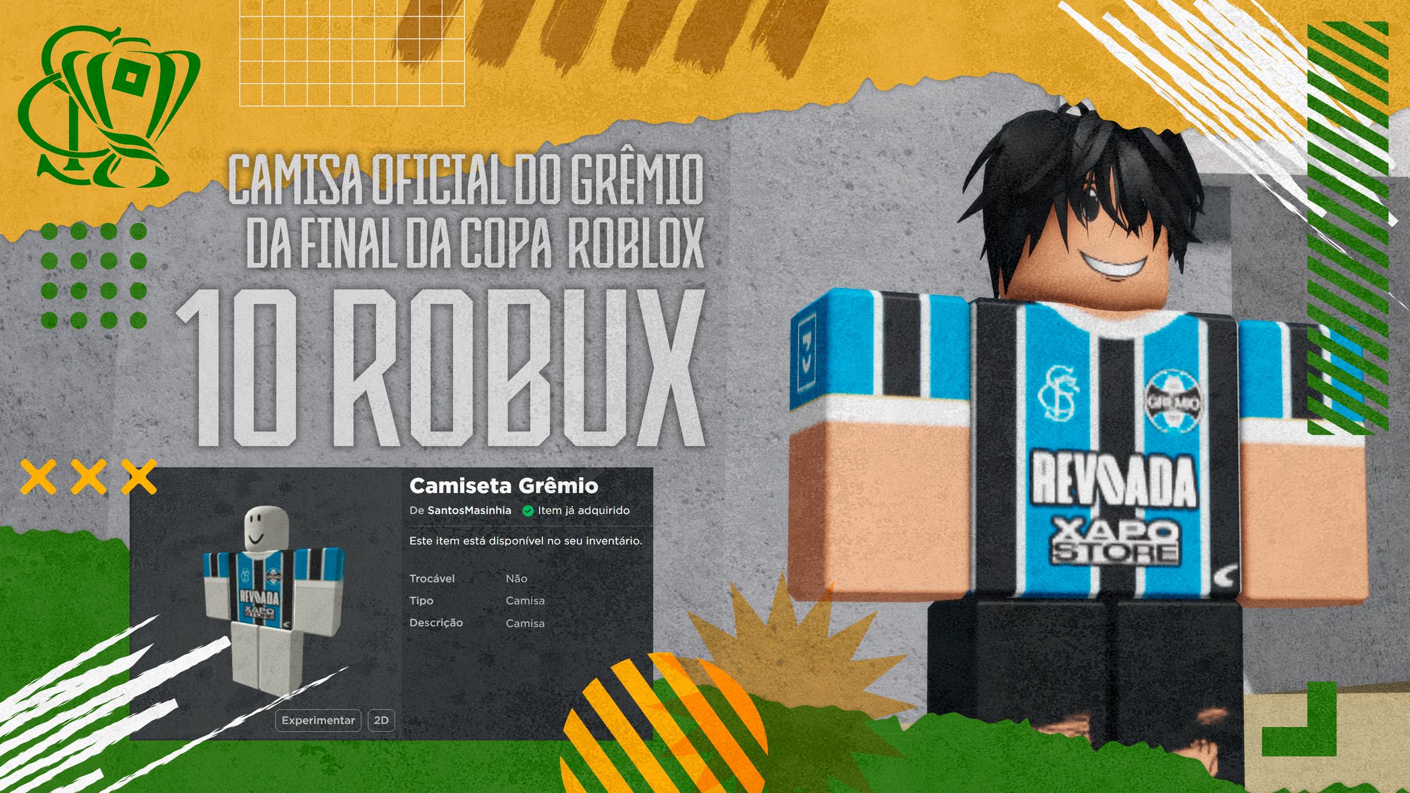 Copa Roblox 🏆 on X: 🔃 Substituição no Grêmio ⬇️Sai: Vinicin ⬆️ Entra:  Cachorrão  / X