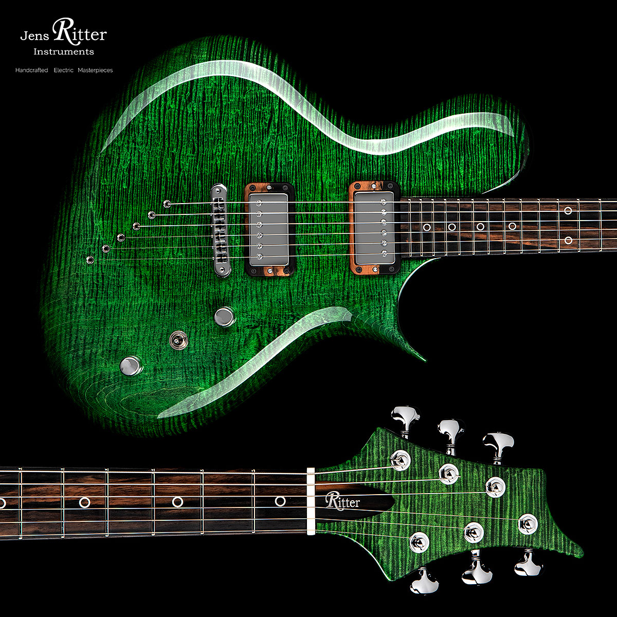 JensRitter's tweet photo. Introducing The Emerald Porsch.
Featuring a 1 piece flamed maple body, Deep Emerald Green high gloss finish, dirty ebony fingerboard and pure silver ring inlays.

https://t.co/Ao5JdAfVYI

#guitar
#guitarist
#jensritterinstruments
#guitarplayer https://t.co/6j0nlY4XQ5