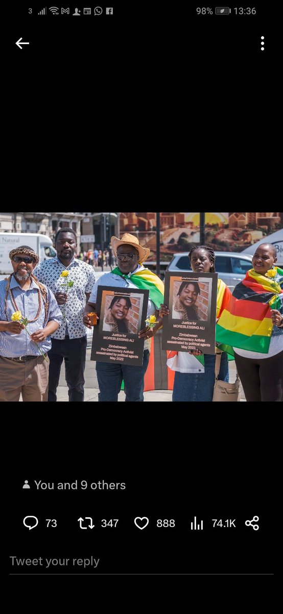 We continue to inform the world about the illegal detention of Sikhala, 365 s plus and other political prisoners from ZAPU, CCC and MRP. Only a few metres away from the UK Parliament. To remind the world about the Zanu PF gov 's murd of Moreblessings Ali & her dismembered body