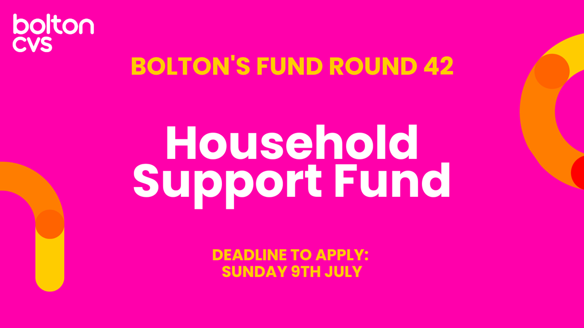 📢There's a new round of Bolton's Fund!

Round 42 is a Household Support Fund is aimed at VCSE groups who help to support households in the need of additional support due to cost of living issues💜

You can find all the details right here➡️ bit.ly/3NvykSF