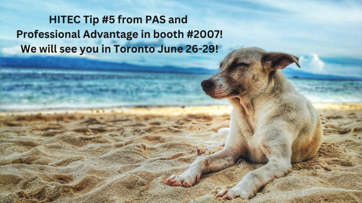 PASprofact's tweet image. Countdown to HITEC from PAS, your hospitality back office &amp;amp; accounting partner in booth # 2007. Tip #5: Make sure you set aside some downtime to recover after you return from HITEC. Don't forget to request those vacation days and schedule that massage now! - @ProfAdvantage, @HFTP