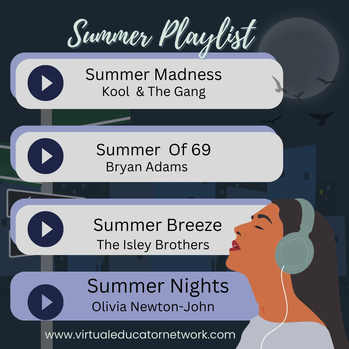 🌞🎶 Calling all educators! ☀️📚 Need a break? 🌴 Dive into our 'Cool Summer Vibes' playlist, curated to soothe your soul. 🎧 Unwind, recharge, and embrace the #summer melodies! What are your favorite summer tunes? Share ⬇️ ! 🌞🎵 #SelfCareSummer #virtualeducatornetwork