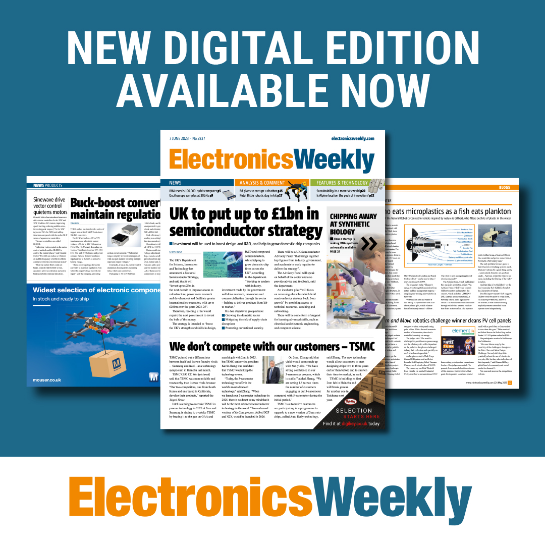 Discover key industry insight in our latest issue of Electronics Weekly. 

ow.ly/XMgI50OOZ9l