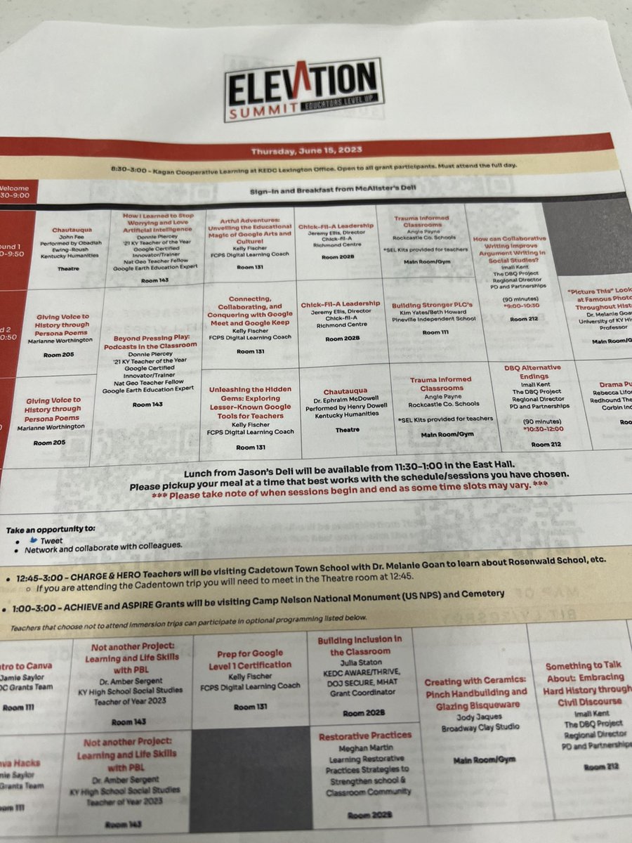 Planning out another wonderful day! Day Four is full of amazing things! @KyCharge @KEDCGrants @usedgov @KingWendy_m @DrJWEvansJr #LeadTheCHARGE