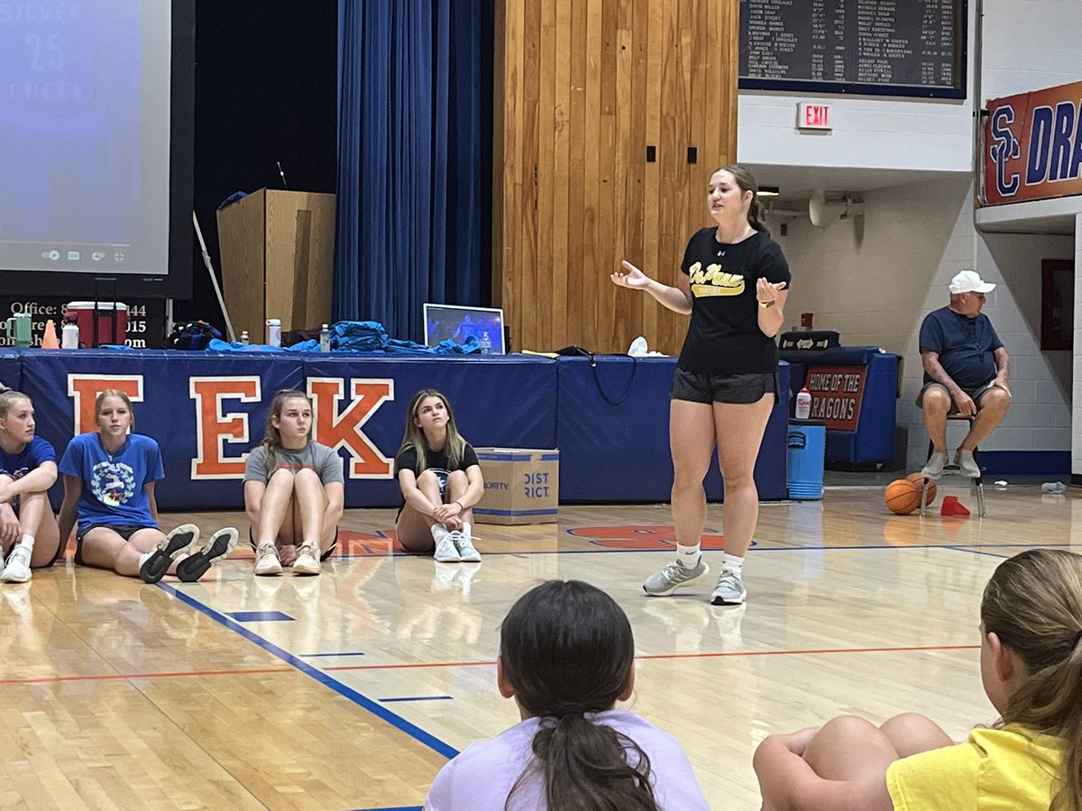 SCHSGBB's tweet photo. @RooneyEmme thank you for speaking about #creekculture at bball camp. Great lessons about attitude and effort !!  Pouring back into the future of SC Lady Dragons. @DePauw_WBB https://t.co/llvB2CZS0x