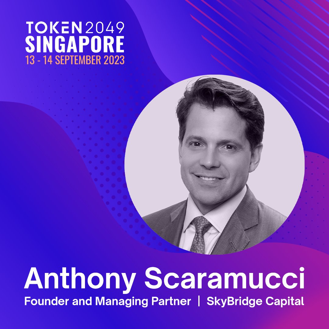 Gain valuable insights from @Scaramucci at #TOKEN2049.

Anthony is the Founder and Managing Partner of @SkyBridge, an alternative investment management firm that offers exposure to digital assets and leading hedge fund managers.

Catch him this September.
asia.token2049.com/tickets