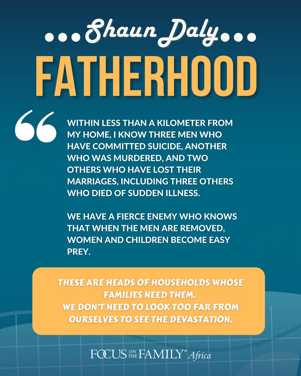 Focus_Africa's tweet photo. #ForFathers:🧔🏻♂️👨🏻🍼👨👦“A FATHER’S INFLUENCE MATTERS!” -Shaun Daly, The Director of Family Advancement at Focus Africa, shares some Fatherhood Advice for Father’s Month: Part 1/2
#fathers #fathersday #dad #fatherhood #father #family #dadlife #daddy #dads #fatherandson #fatherslove https://t.co/i7PxXydNSW