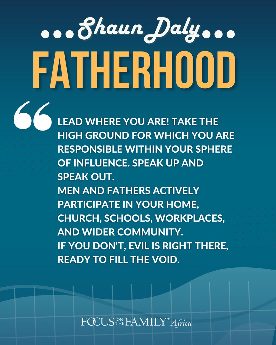 Focus_Africa's tweet photo. #ForFathers:🧔🏻♂️👨🏻🍼👨👦“A FATHER’S INFLUENCE MATTERS!” -Shaun Daly, The Director of Family Advancement at Focus Africa, shares some Fatherhood Advice for Father’s Month: Part 1/2
#fathers #fathersday #dad #fatherhood #father #family #dadlife #daddy #dads #fatherandson #fatherslove https://t.co/i7PxXydNSW