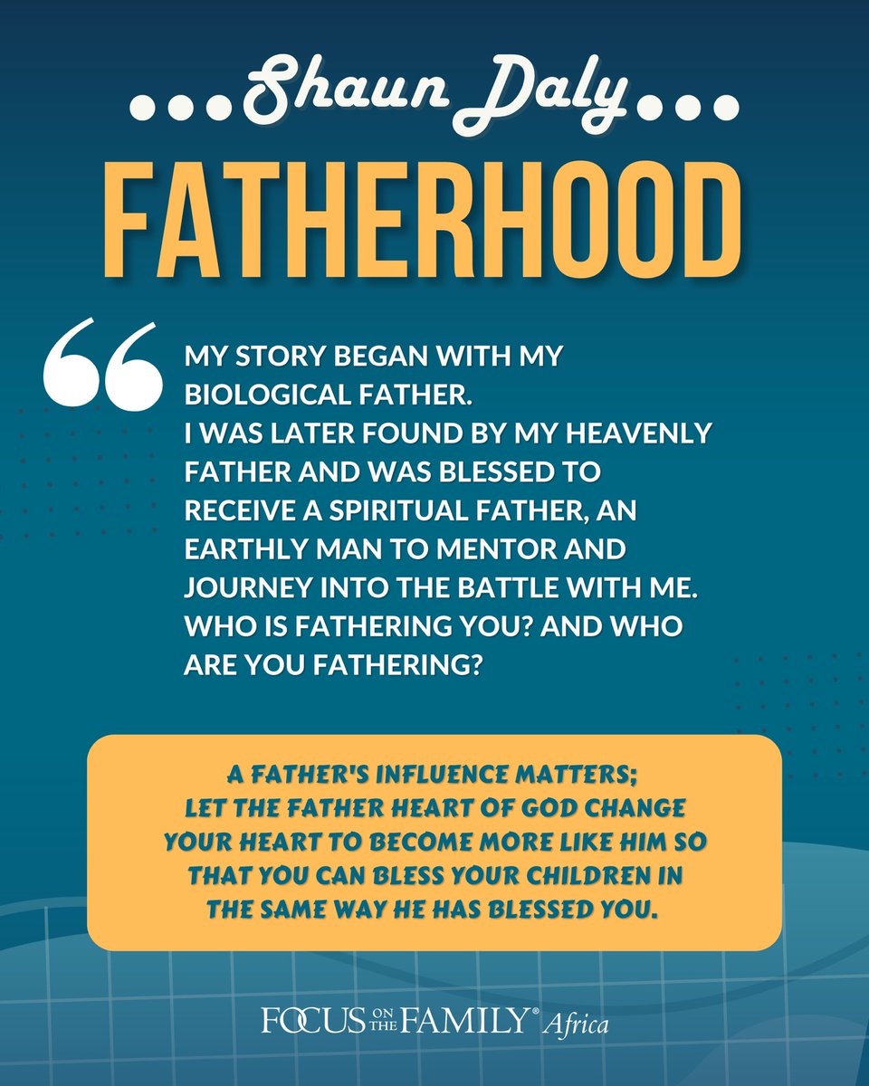 Focus_Africa's tweet photo. #ForFathers:🧔🏻♂️👨🏻🍼👨👦“A FATHER’S INFLUENCE MATTERS!” -Shaun Daly, The Director of Family Advancement at Focus Africa, shares some Fatherhood Advice for Father’s Month: Part 1/2
#fathers #fathersday #dad #fatherhood #father #family #dadlife #daddy #dads #fatherandson #fatherslove https://t.co/i7PxXydNSW