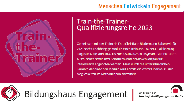 KOORDINIERENDE IM ENGAGEMENT in der ZUSAMMENARBEIT mit FREIWILLIGEN unterstützen: Eine #TrainTheTrainer-#Qualifizierung ➔ ogy.de/BEB_Train_the-…

#MenschenEntwickelnEngagement mit @Ch_Biedermann im #BildungshausEngagement Berlin #EngagementKoordination #Freiwilligenmanagement