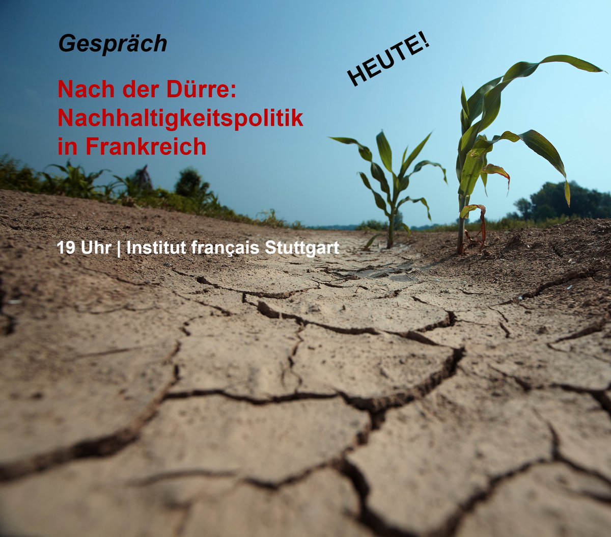 izkt_stuttgart's tweet image. HEUTE! Gespräch mit Dr.-Ing. Marie Launay  (#KomS, Institut für Siedlungswasserbau, Wassergüte und Abfallwirtschaft / @Uni_Stuttgart) und  @FelixHeidenrei3 Wichtiges und leider sehr aktuelles Thema: Kommt vorbei!

Weitere Info:
👉🏼👉🏼 izkt.uni-stuttgart.de/veranstaltunge…
#Dürre #Klima #Politik